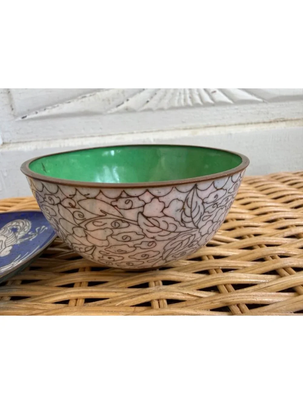 Vintage 1930s Chinese Cloisonne Enamel Bowl And Dragon Trinket Dish Plate